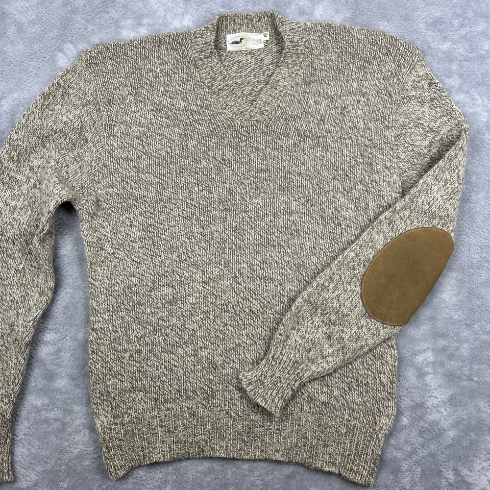 Vintage Winona Knits Wool Sweater Made in USA Men's Size M Suede‎ Elbows